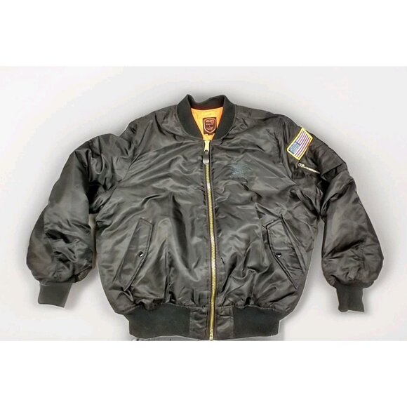 NWoT Bravo Series By Burks Bay Black NRA Black Flight Bomber Jacket Mens XXL - Picture 1 of 7